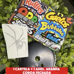Kit Coroa Fechada + Cartela de Adesivos Variados + Adesivo Aranha